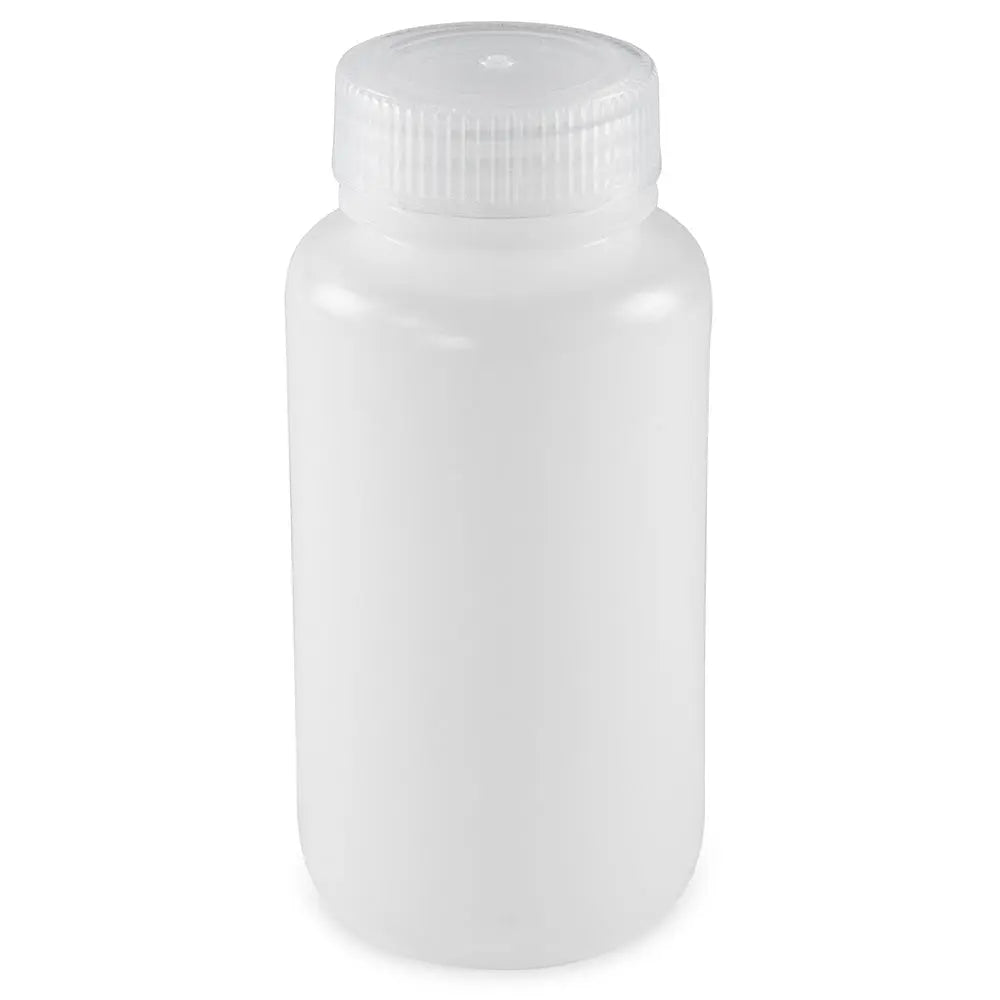 Globe Scientific Bottle, Wide Mouth, Round, HDPE with PP Closure, 250mL, Bulk Packed with Bottles and Caps Bagged Separately, 250/Case 7510250BKS Laboratory Equipment