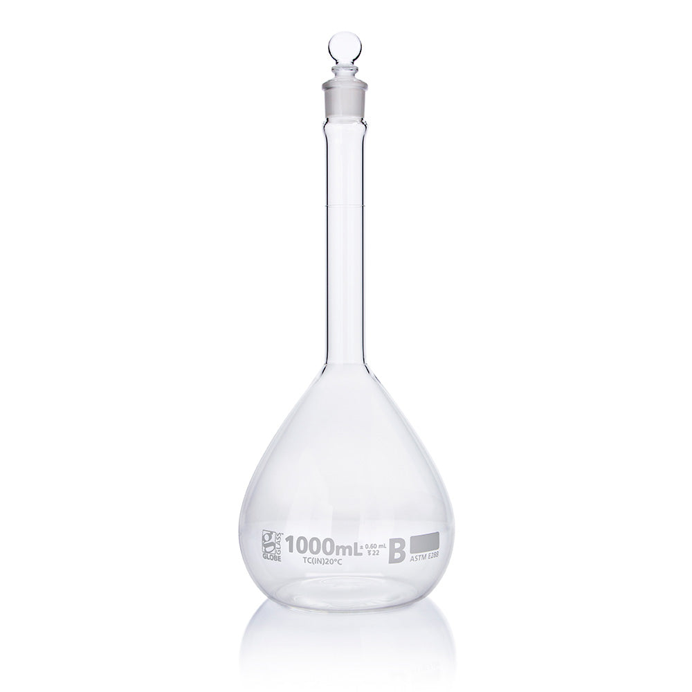 Globe Scientific Narrow Mouth Volumetric Flask 8251000 1000 mL Borosilicate Glass