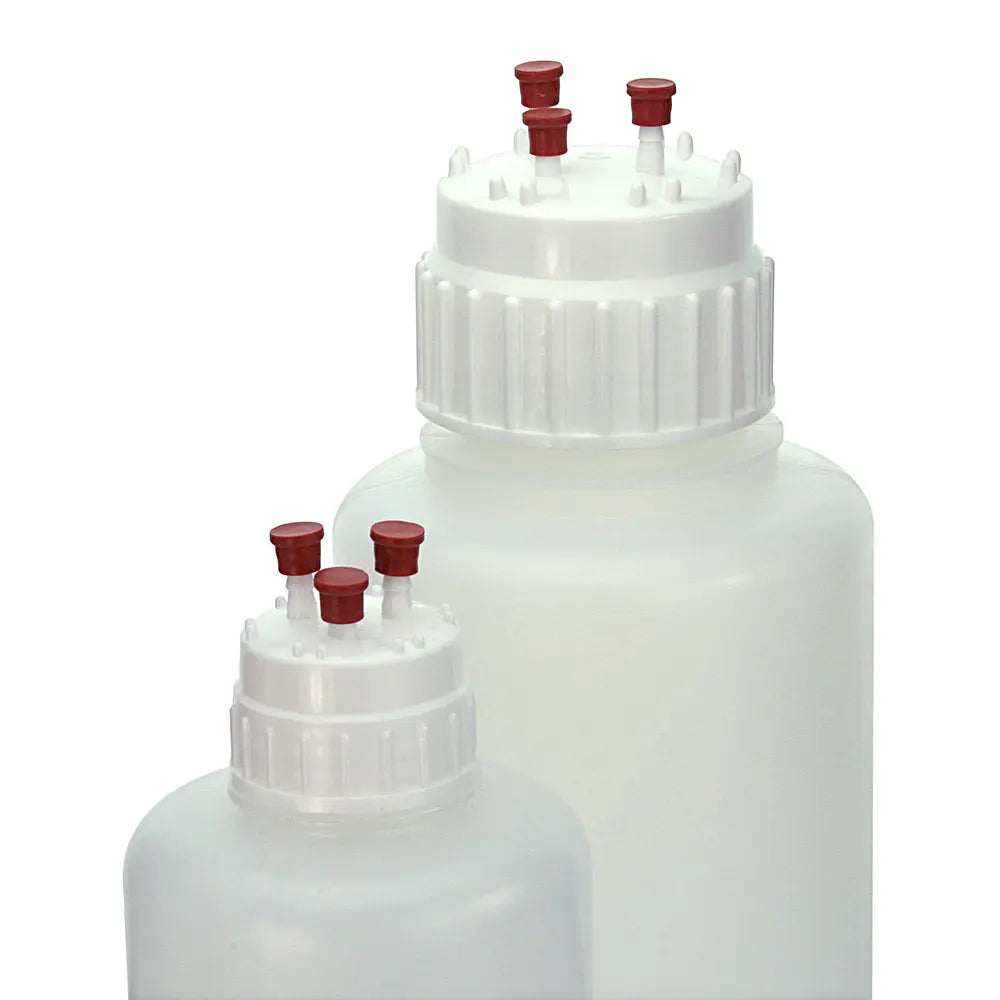 Globe Scientific Filling and Venting Closure for Vacuum Bottle, White PP, 83mm