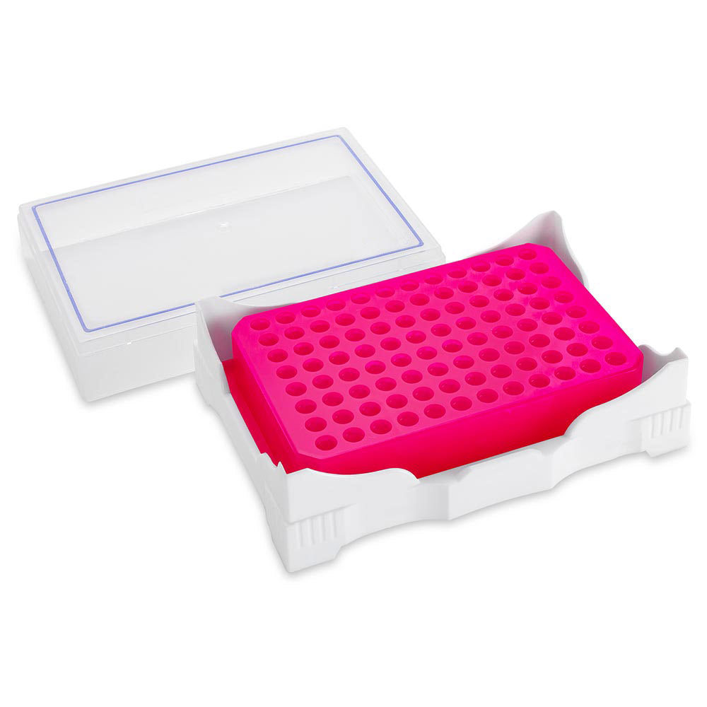 PCR Cold Work Rack, 4°C 96-Well for Plates & Strips — Color-Change Purple to Pink, 1/Each | Globe Scientific