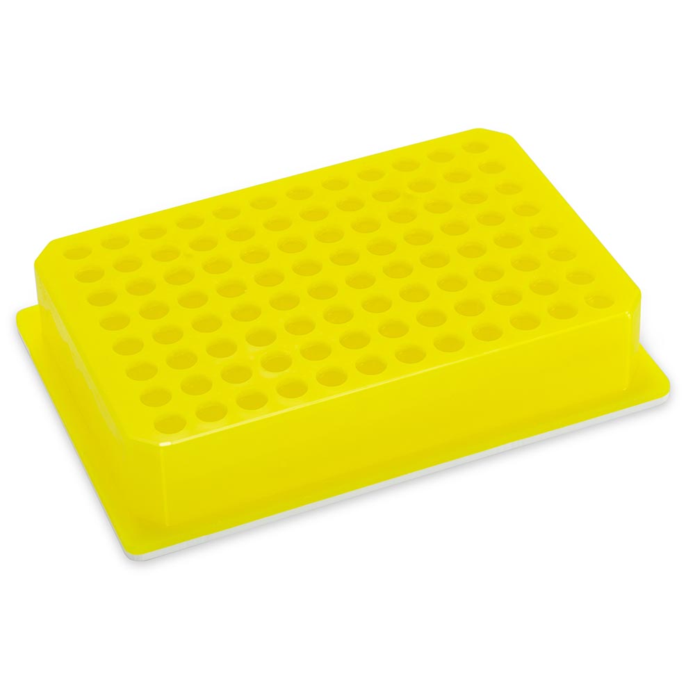 PCR Cold Work Rack, SBS/ISBER Footprint, 96-Well — 4°C Color-Change, Green to Yellow, 1/Each | Globe Scientific