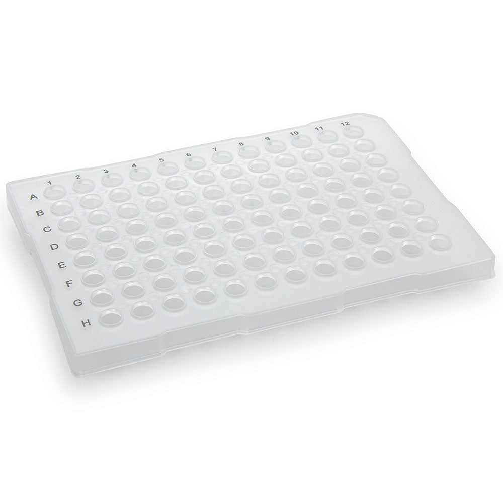 96-Well PCR Plates, Half-Skirt (ABI-Style), Clear Polypropylene — 0.1 & 0.2 mL, 50/Case | Globe Scientific