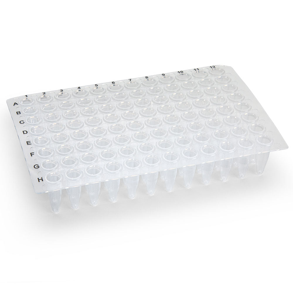 0.2 mL 96-Well PCR Plates, No Skirt, Cuttable Flat Top — Clear, 50/Case | Globe Scientific