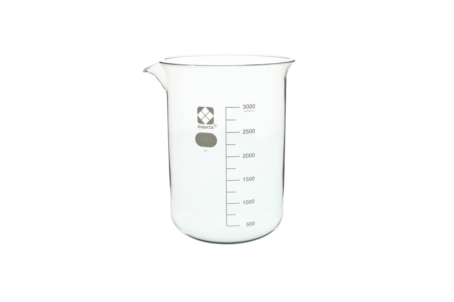 10020-3000 - SIBATA Glass Beaker 3000 mL Low-Form Griffin Borosilicate