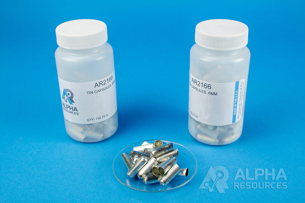 Alpha Resources smooth wall tin capsules for CHNS elemental analysis