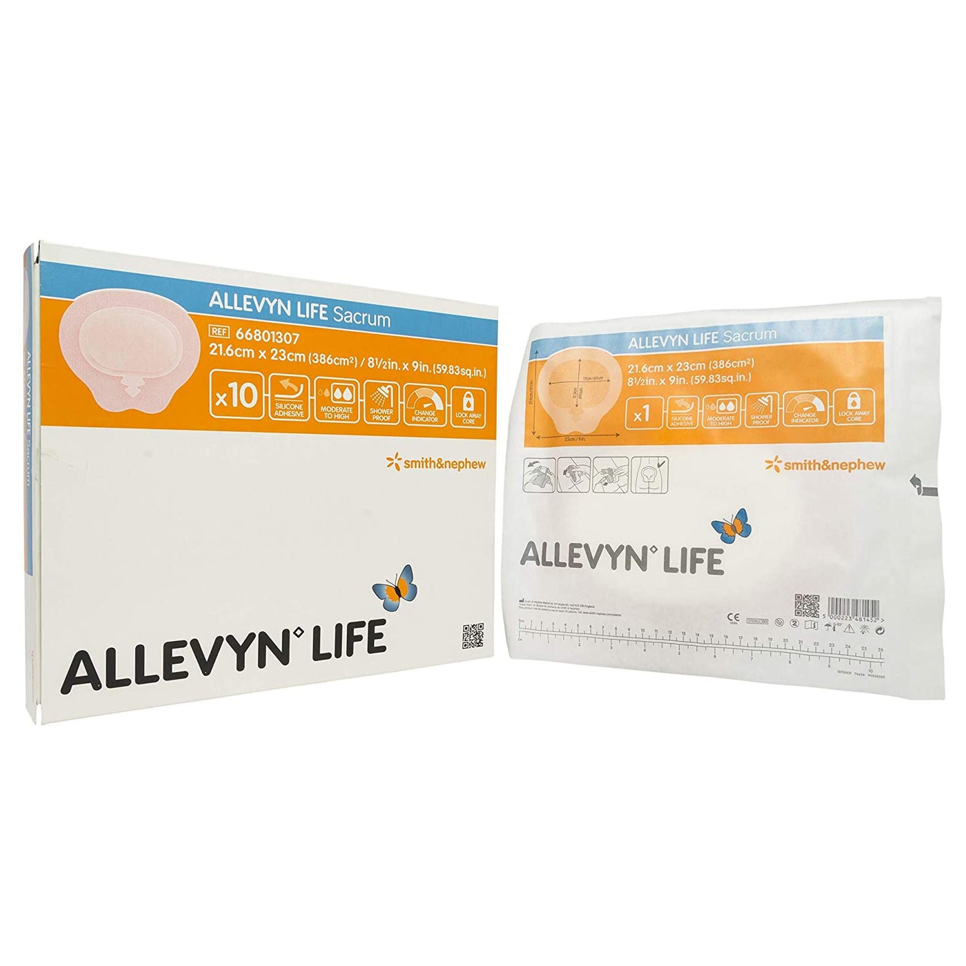 Allevyn Life Silicone Adhesive with Border Silicone Foam Dressing, 8½ x