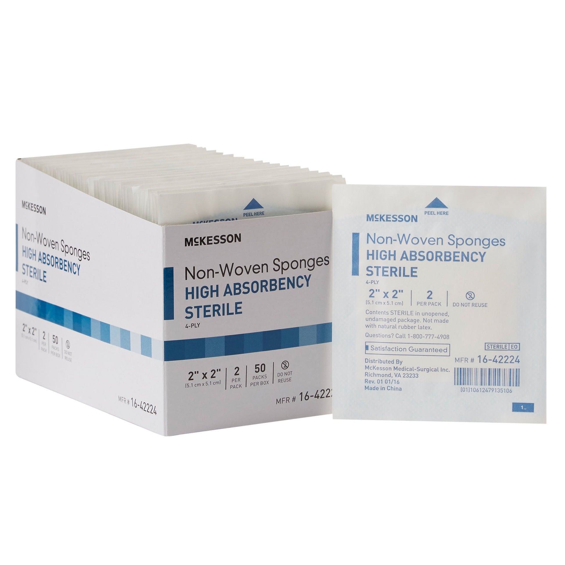 McKesson Sterile Nonwoven Sponge, Four Ply