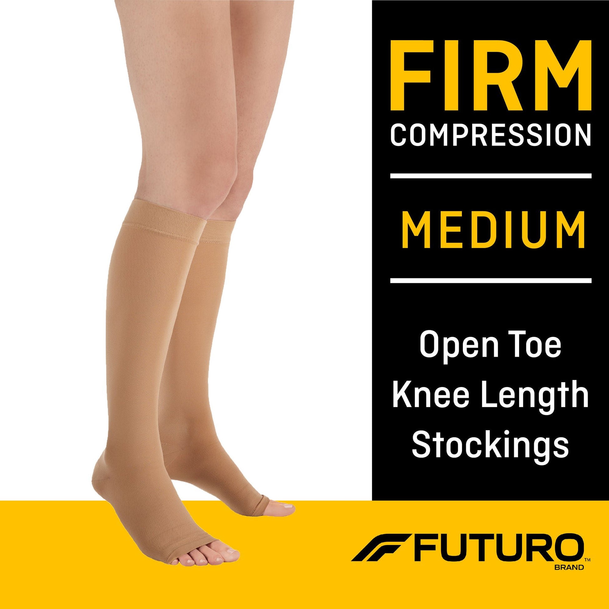 3M™ Futuro™ Compression Stockings, Open Toe, Large, Beige, Knee High