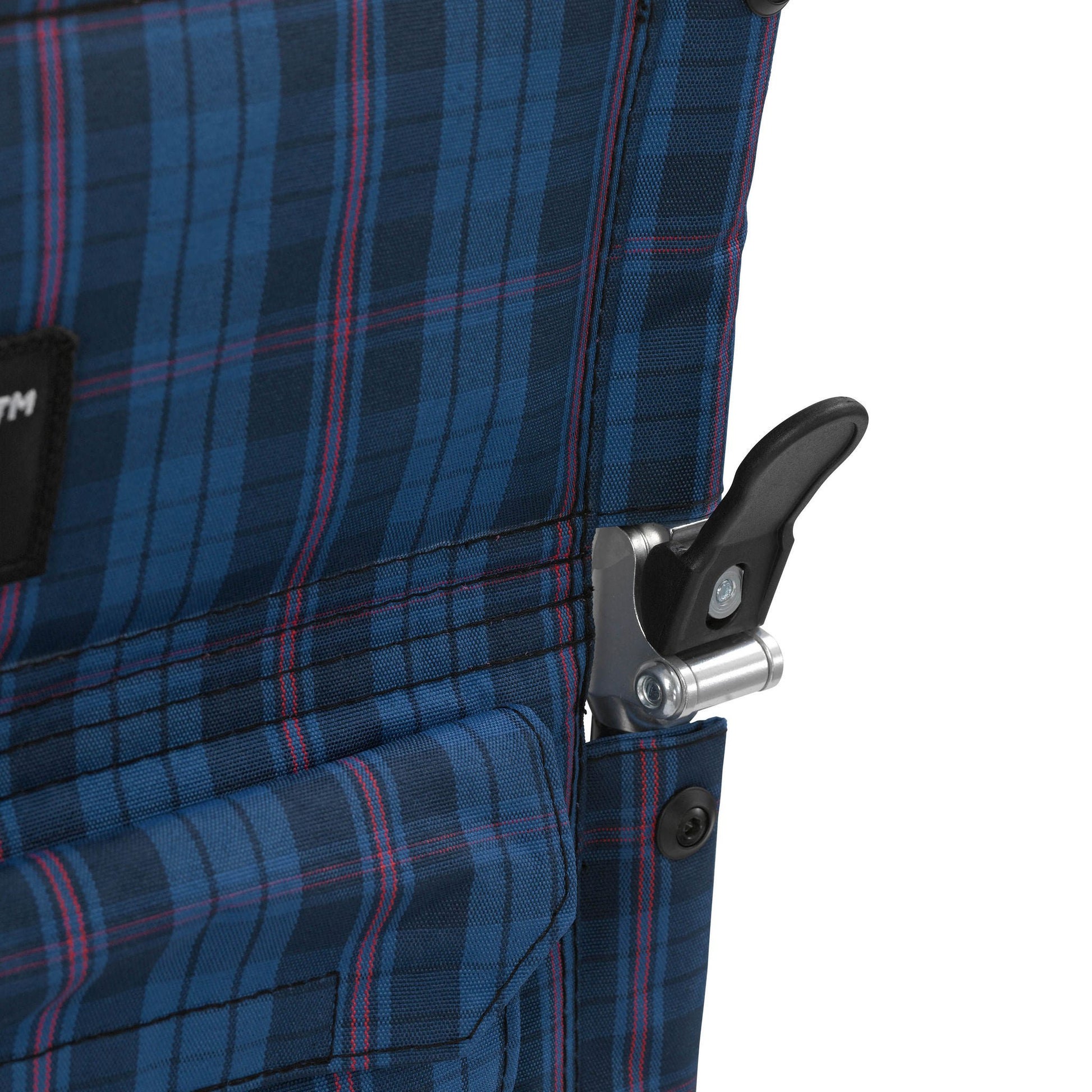 drive™ Fly-Lite Ultra Transport Wheelchair, Blue Frame w/ Plaid Upholstery