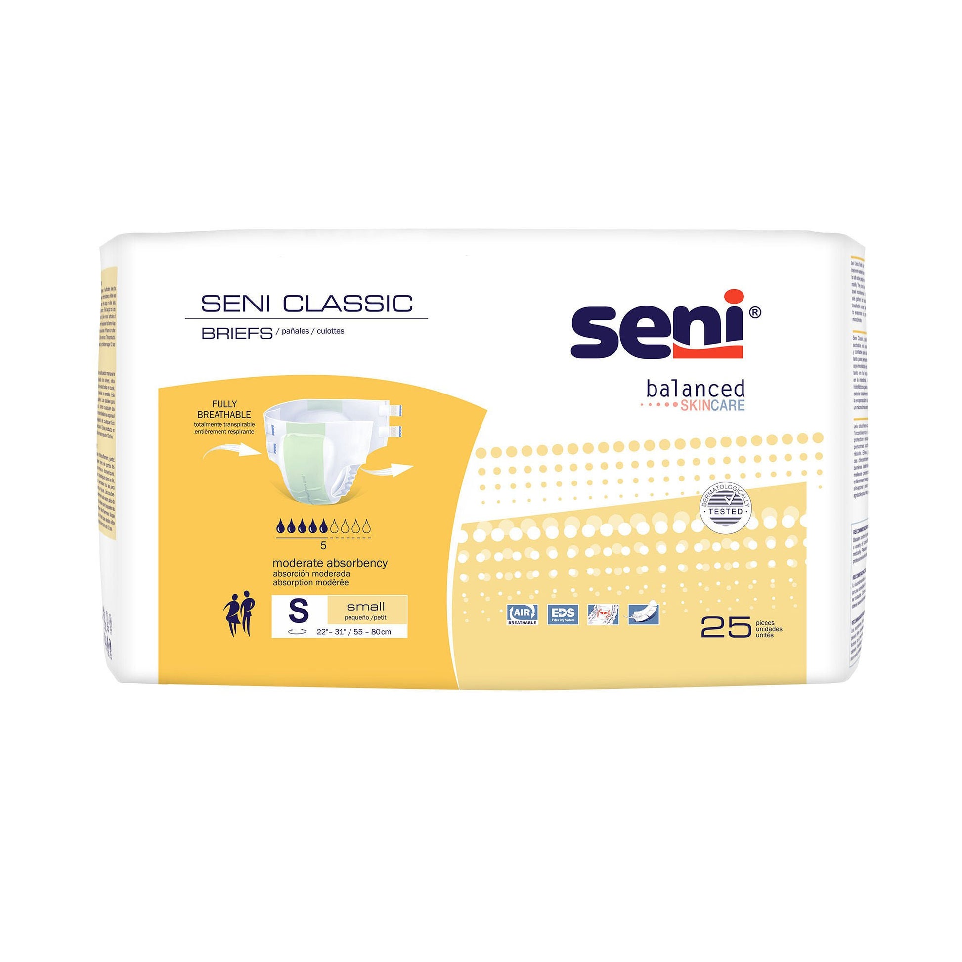 Seni Classic Incontinence Briefs for Men and Women, Moderate Absorbency