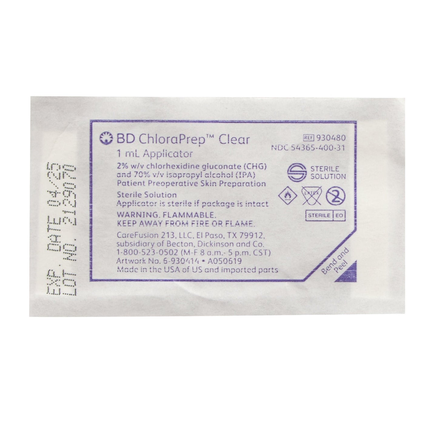 ChloraPrep Clear Skin Prep Solution Foam Applicator 2% / 70% Strength CHG (Chlorhexidine Gluconate) / Isopropyl Alcohol