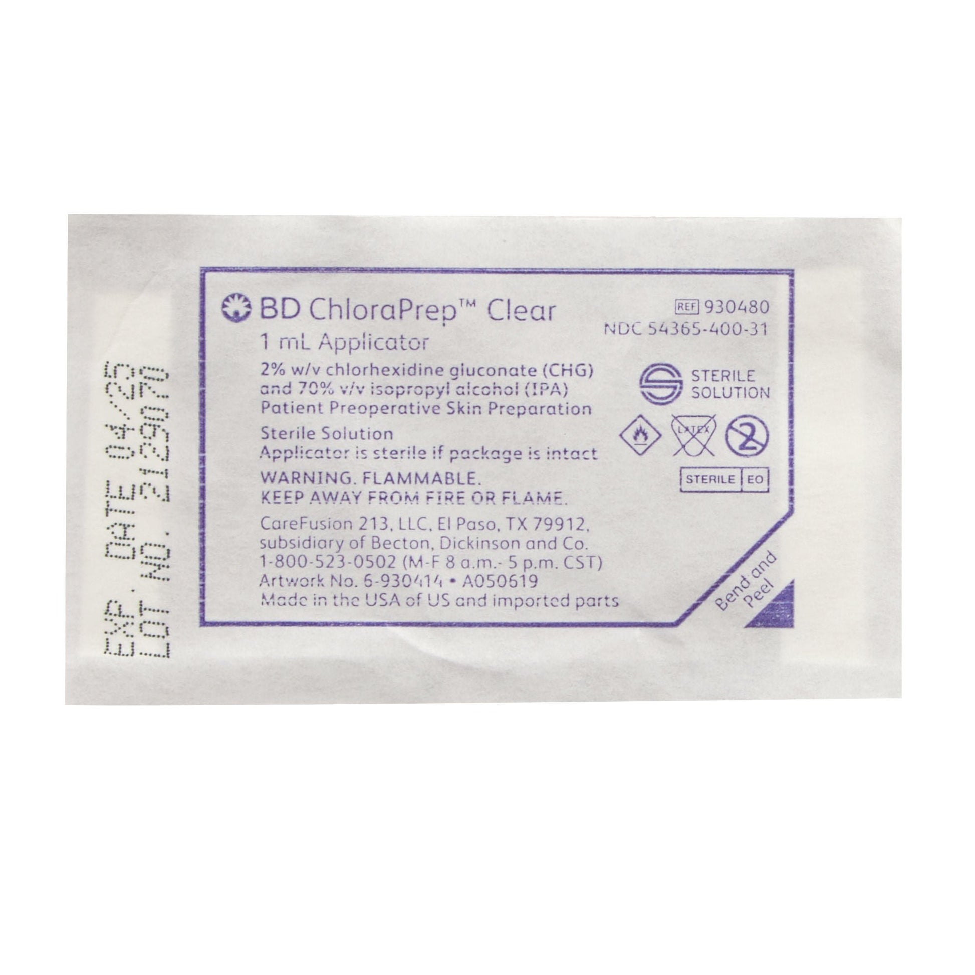 ChloraPrep Clear Skin Prep Solution Foam Applicator 2% / 70% Strength CHG (Chlorhexidine Gluconate) / Isopropyl Alcohol