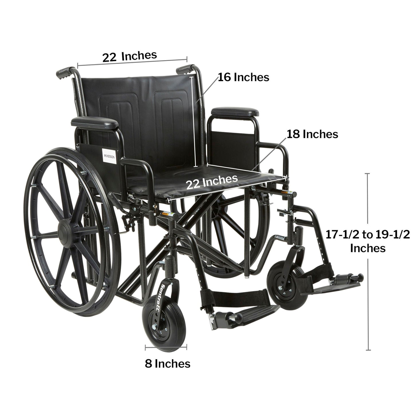 McKesson Bariatric Wheelchair, 22 Inch Seat Width