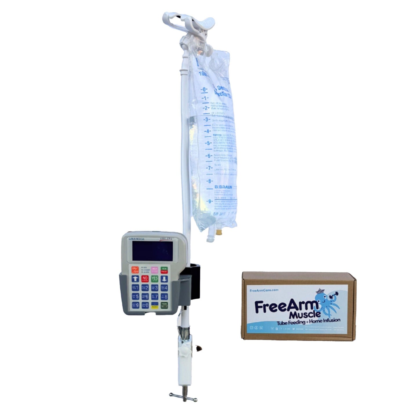 FreeArm Muscle Feeding Tube / Infusion Bag Holder White For Feeding Bags, Gravity Sryinges, Lightweight Feeding Pumps