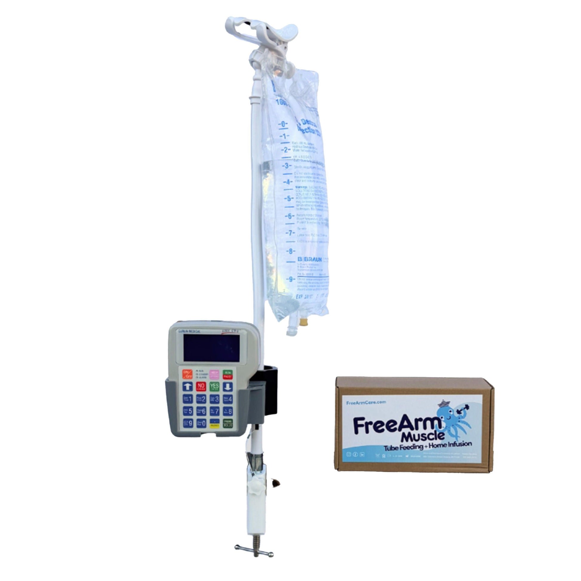 FreeArm Muscle Feeding Tube / Infusion Bag Holder White For Feeding Bags, Gravity Sryinges, Lightweight Feeding Pumps