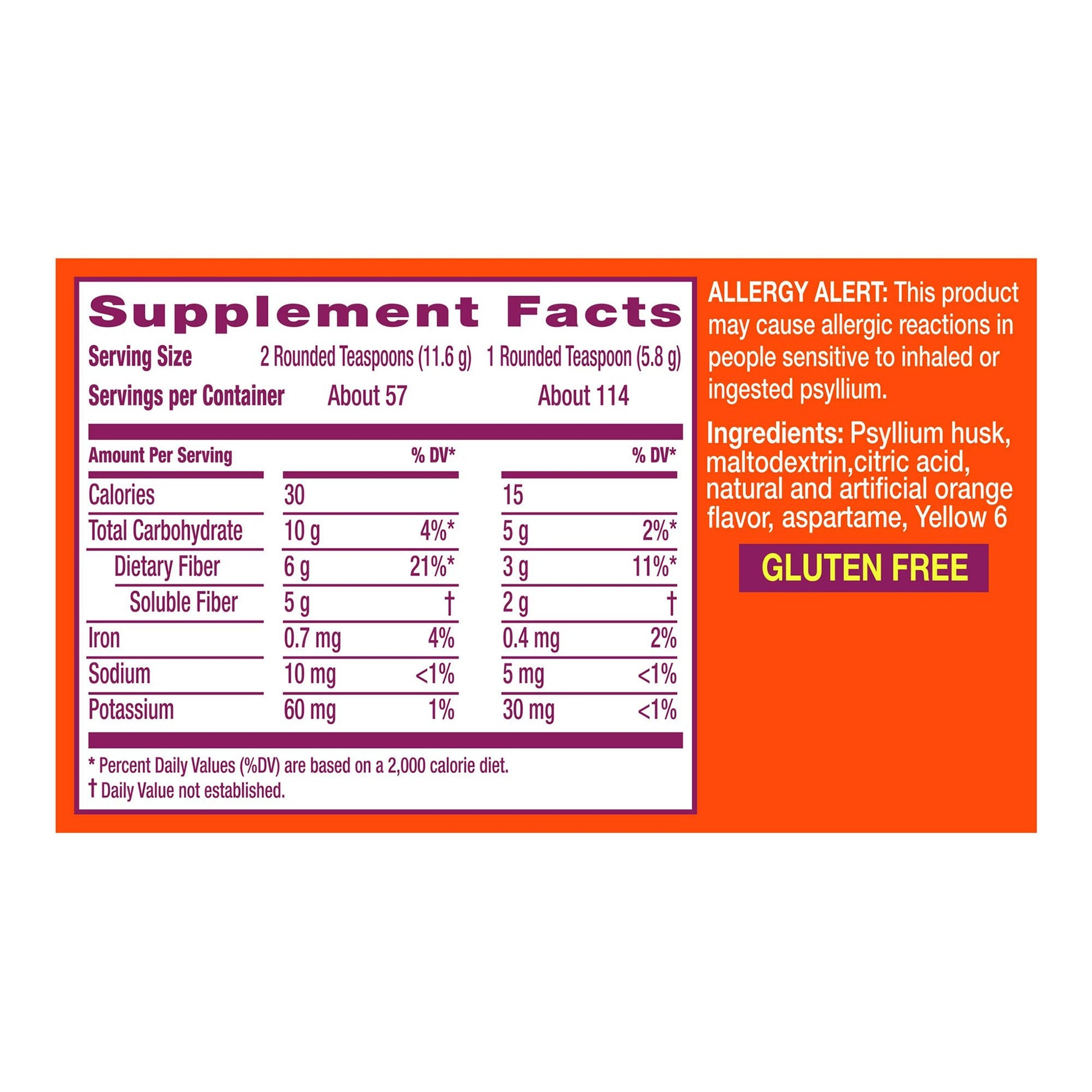 Metamucil® Psyllium Fiber Supplement, Orange Powder