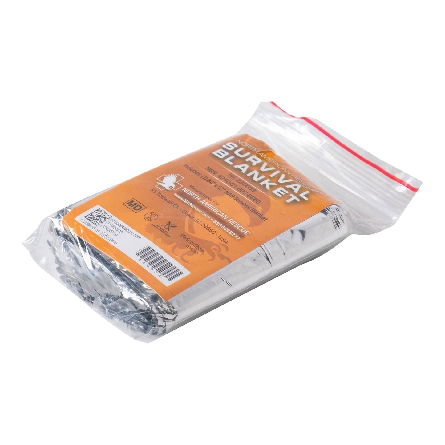 North American Rescue Emergency Blanket Mylar / Polyethylene 1.84 oz. Silver