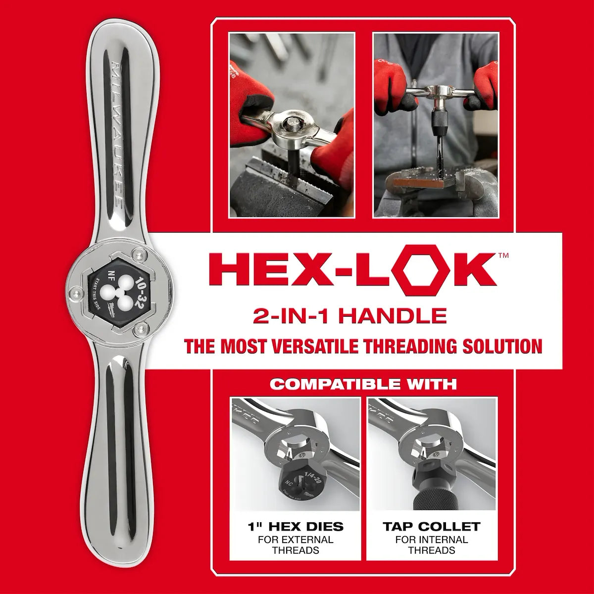 Milwaukee 38PC SAE Tap & Die PACKOUT Set w/ HEX-LOK 2-in-1 Handle 49-22-5604 | 38-Piece, Black Oxide