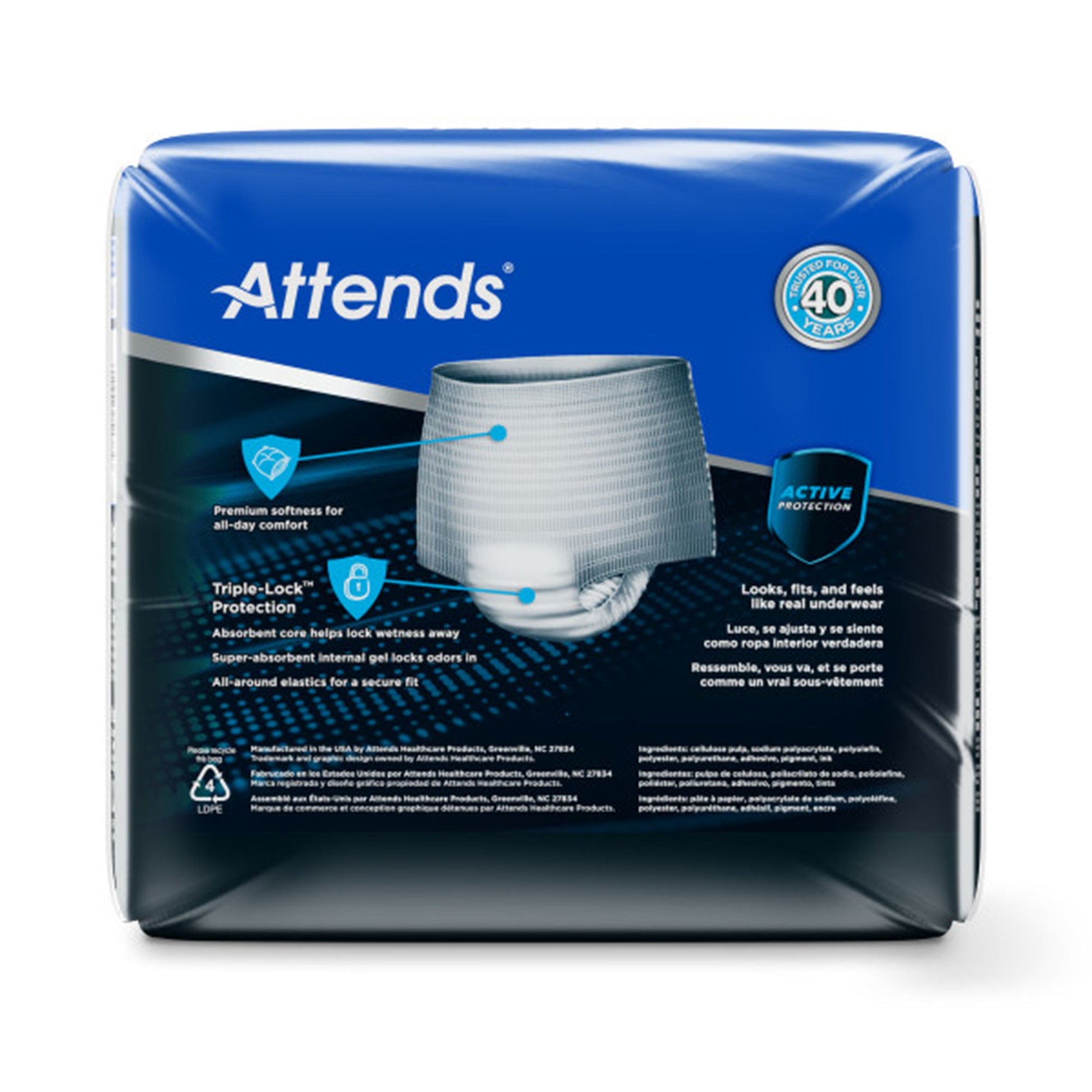 Attends® for Men Absorbent Underwear, Heavy Absorbency