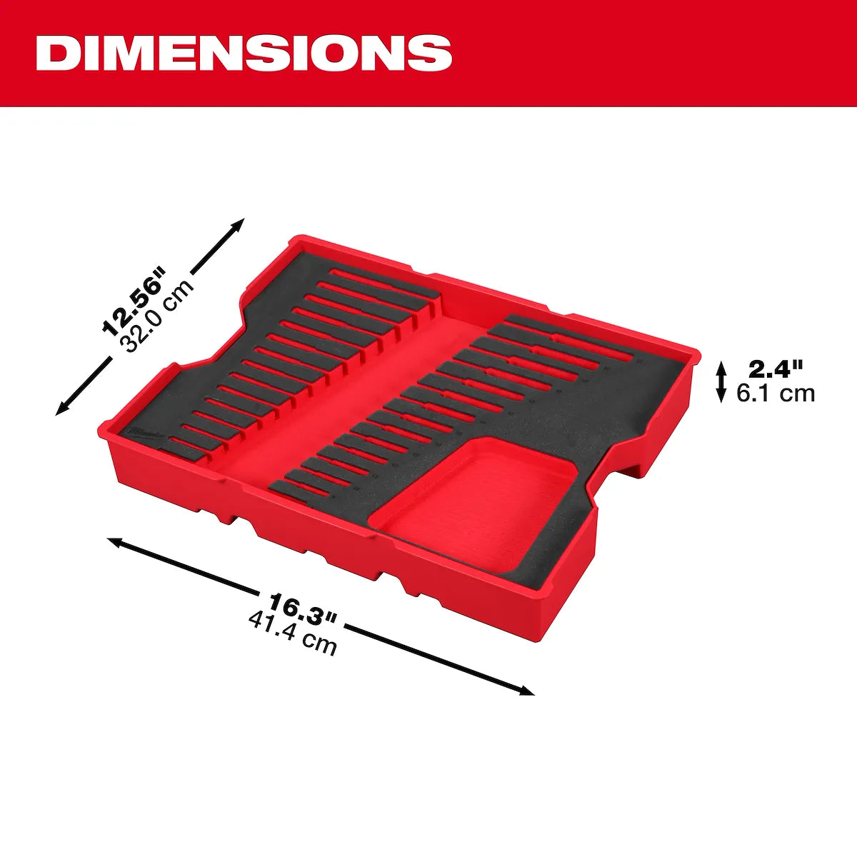 Milwaukee 15pc. Metric Ratcheting Combination Wrench Set with Tray for PACKOUT Drawers 45-96-9313