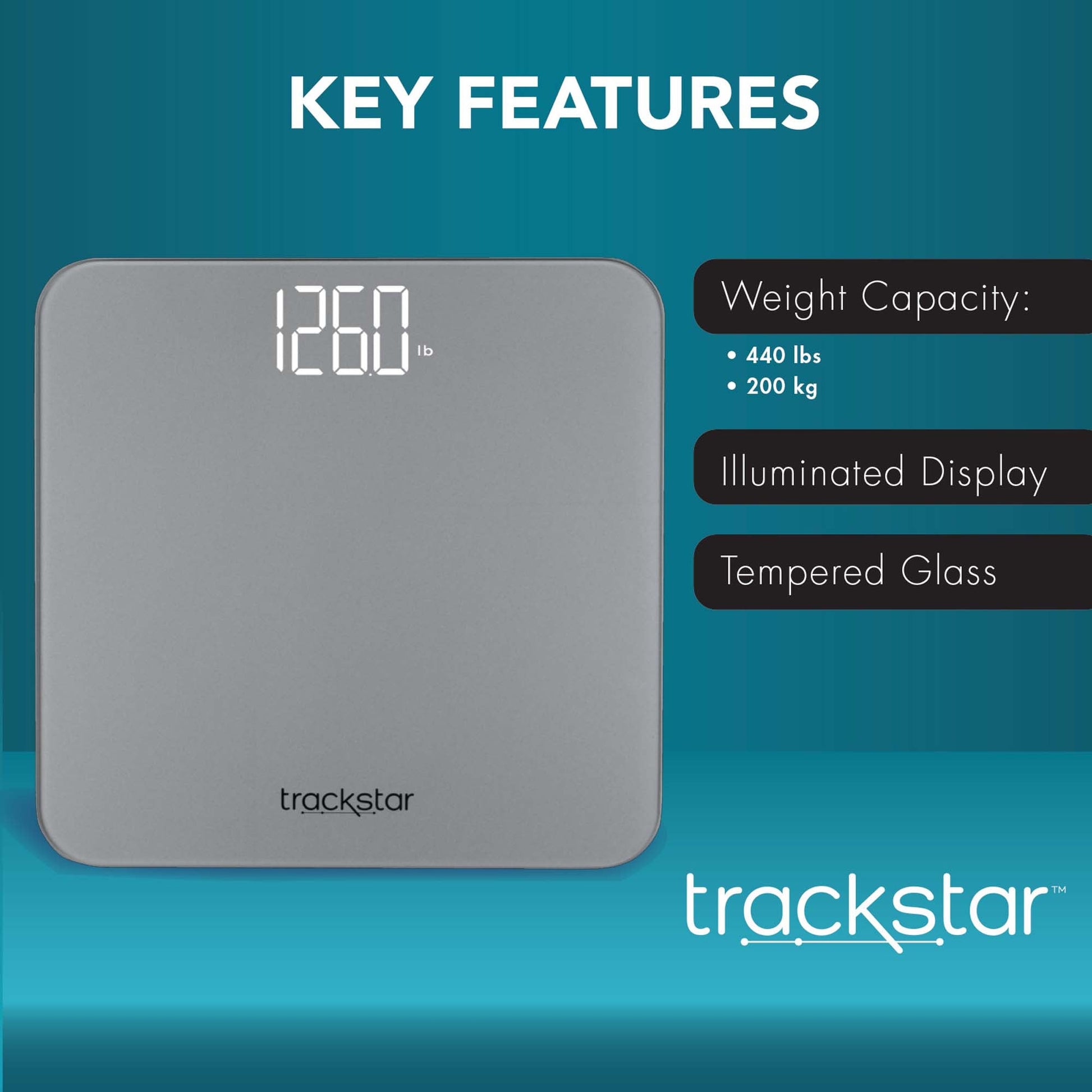 Trackstar Floor Scale Digital Display 440 lbs. Weight Capacity Gray Battery Operated