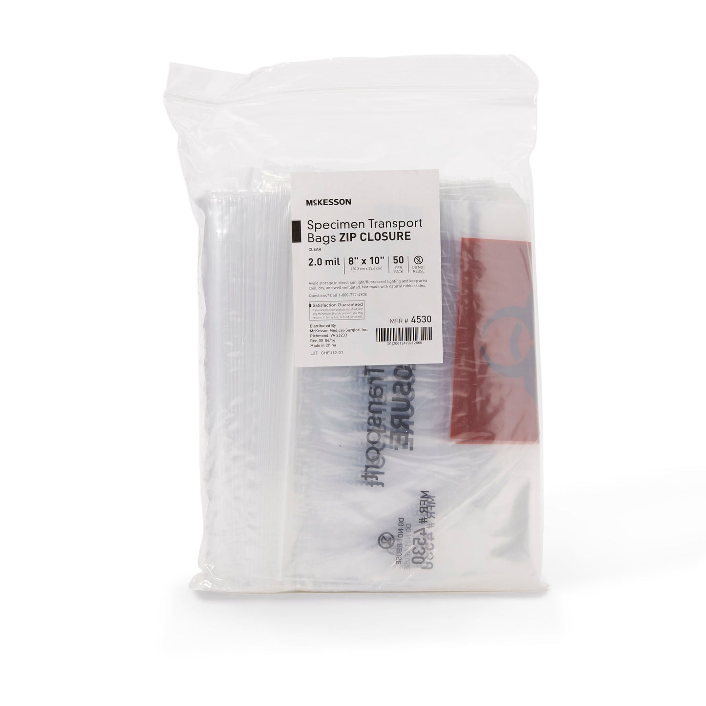 McKesson Specimen Transport Bag, Zip Closure