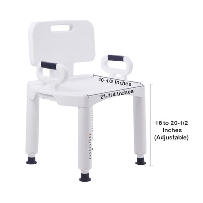 McKesson Bath Bench with Removable Arm Rail and Back, 21.25 Inch Width