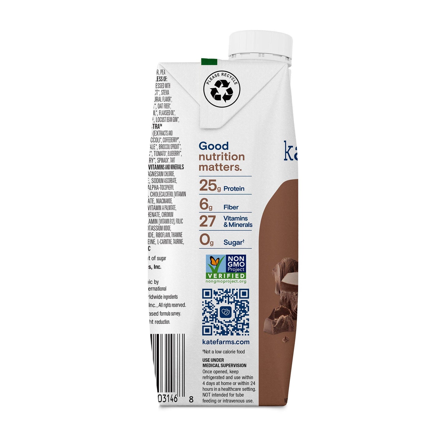 Kate Farms High Protein Oral Supplement Chocolate Flavor Liquid Carton