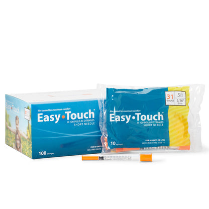 EasyTouch™ Insulin Syringe with Needle, 31 Gauge, 5/16 Inch Needle Length
