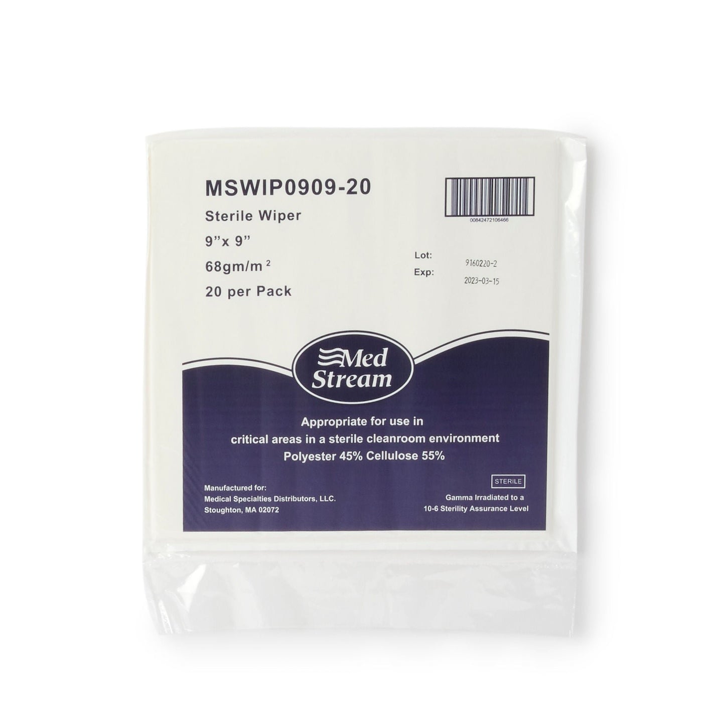 McKesson Cleanroom Wipe ISO Class 5, White, Sterile, Disposable