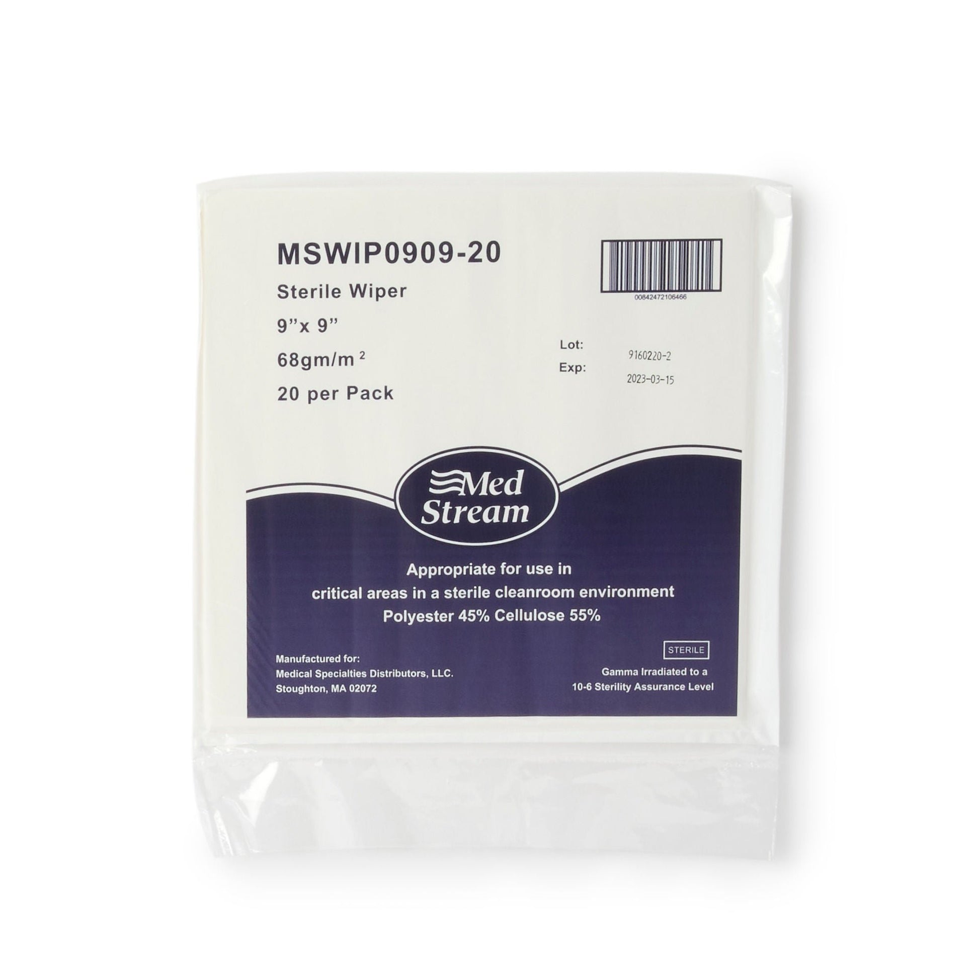 McKesson Cleanroom Wipe ISO Class 5, White, Sterile, Disposable