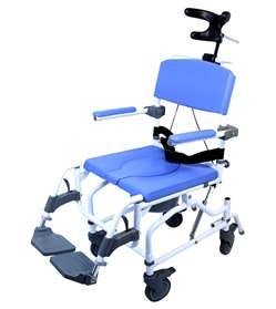 Healthline EZee Life Tilt Commode / Shower Chair Padded Flip-Back Arms Aluminum Frame Padded Backrest 18 Inch Seat Width 300 lbs. Weight Capacity