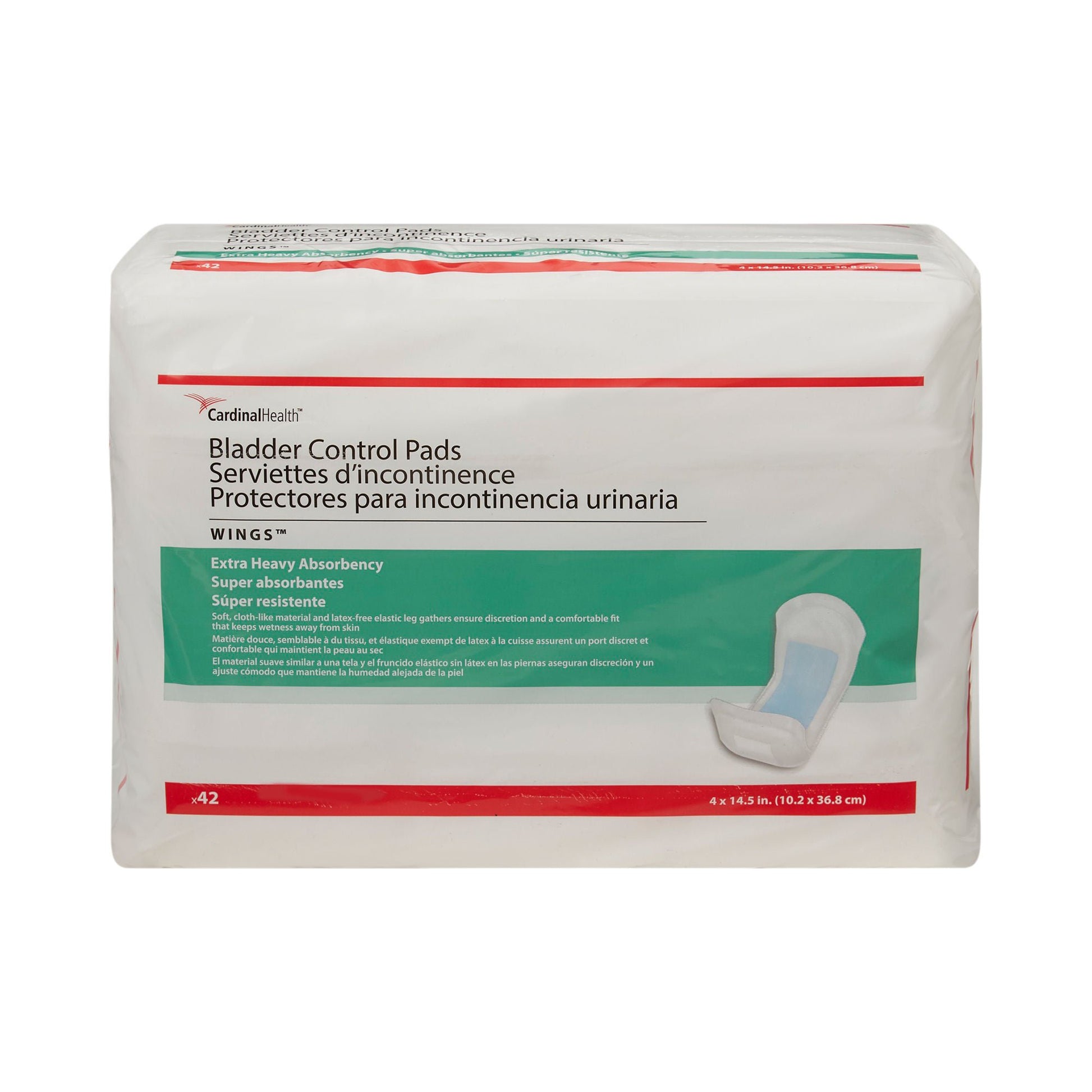 Sure Care™ Bladder Control Pads, Extra Heavy Absorbency, 4 x 14.5 Inch