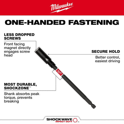 Milwaukee SHOCKWAVE Impact Duty 6" Screw Holding Bit Holder 48-32-7904 | 1/4" Drive