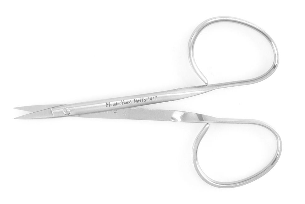 MeisterHand Iris Scissors 3-7/8 Inch Length OR / Surgical Grade German Stainless Steel NonSterile Finger Ring Handle Straight Sharp Tip / Sharp Tip