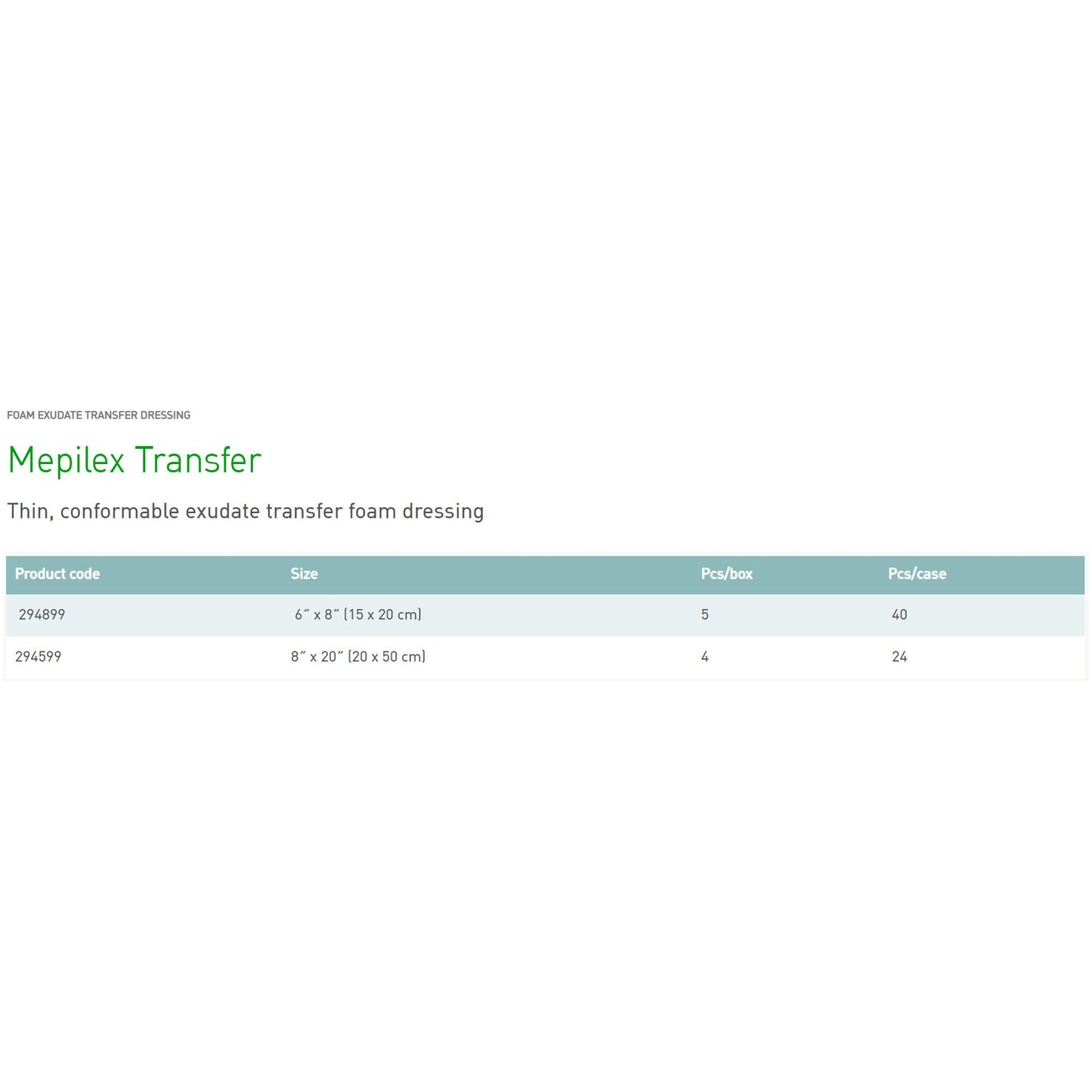 Mepilex® Transfer Thin Foam Dressing