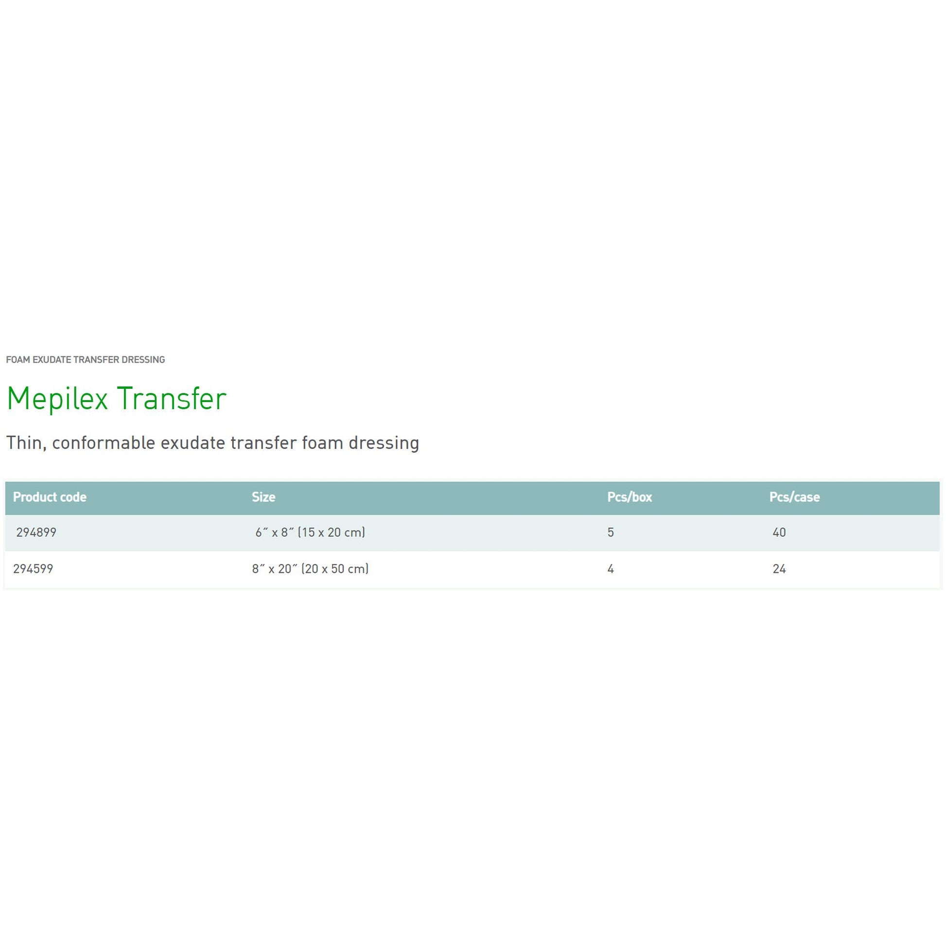 Mepilex® Transfer Thin Foam Dressing