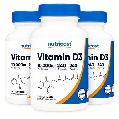nutricost Dietary Supplement Vitamin D3 10,000 IU Strength Softgel
