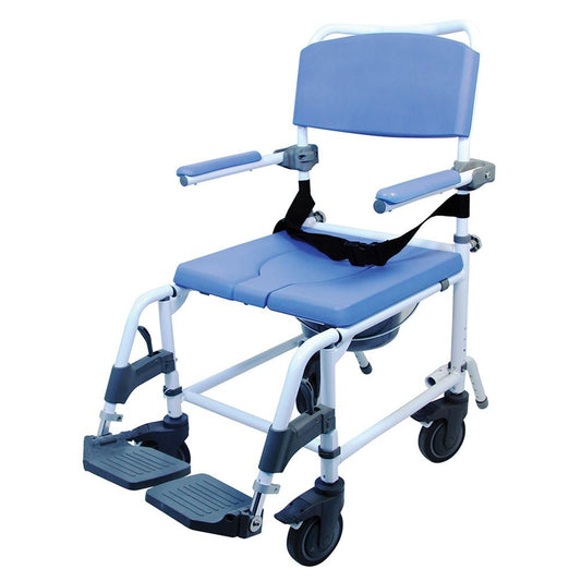 Healthline EZee Life Commode / Shower Chair Padded Flip-Back Arms Aluminum Frame Padded Backrest 22 Inch Seat Width 440 lbs. Weight Capacity