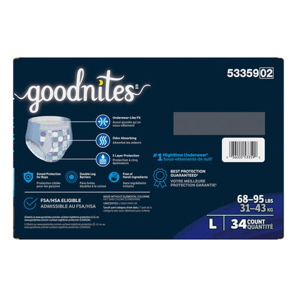 Goodnites® Heavy Absorbency Nighttime Underwear, for Boys 68 – 95 lbs.