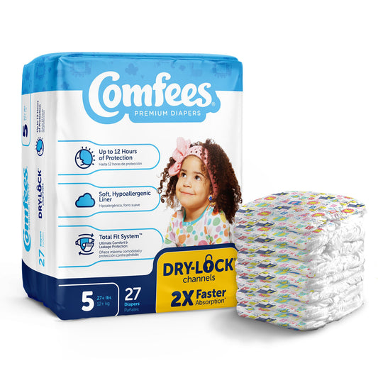 Attends Comfees Premium Diapers, Unisex, Baby, Tab Closure, Kid Design