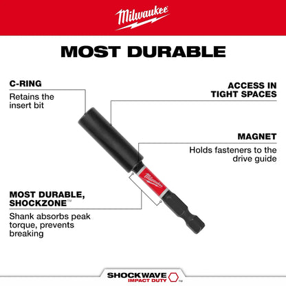 Milwaukee SHOCKWAVE Impact Duty Magnetic Bit Holder 48-32-4803 | 10-Piece