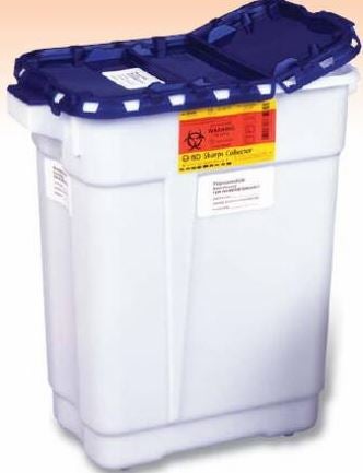 Recykleen Pharmaceutical Waste Container White Base Vertical Entry 9 gal.