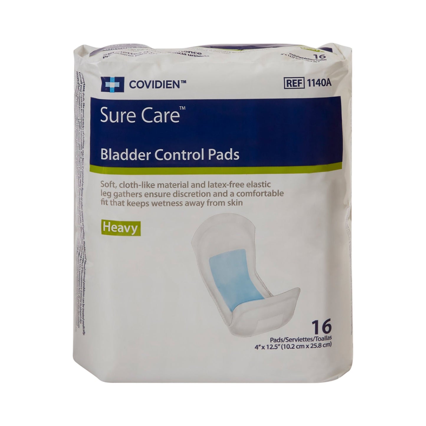 Sure Care™ Bladder Control Pads, Heavy Absorbency, 4 x 12.5 Inch