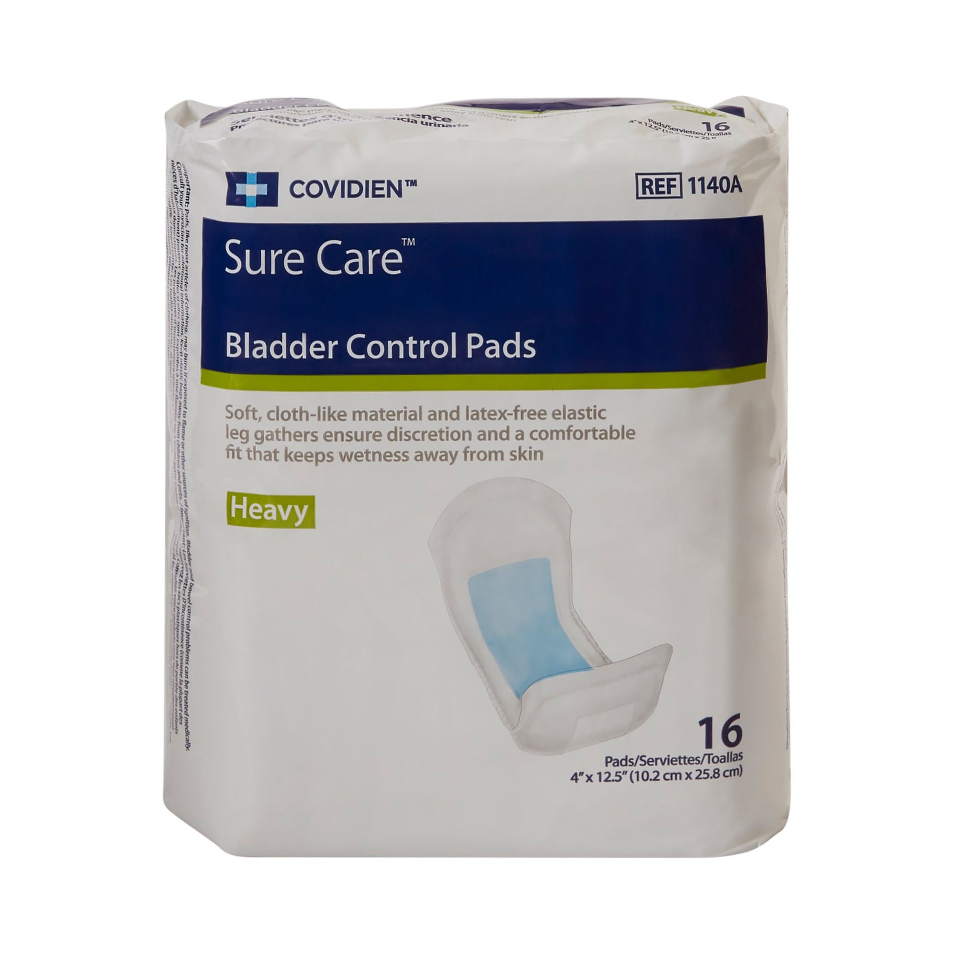 Sure Care™ Bladder Control Pads, Heavy Absorbency, 4 x 12.5 Inch