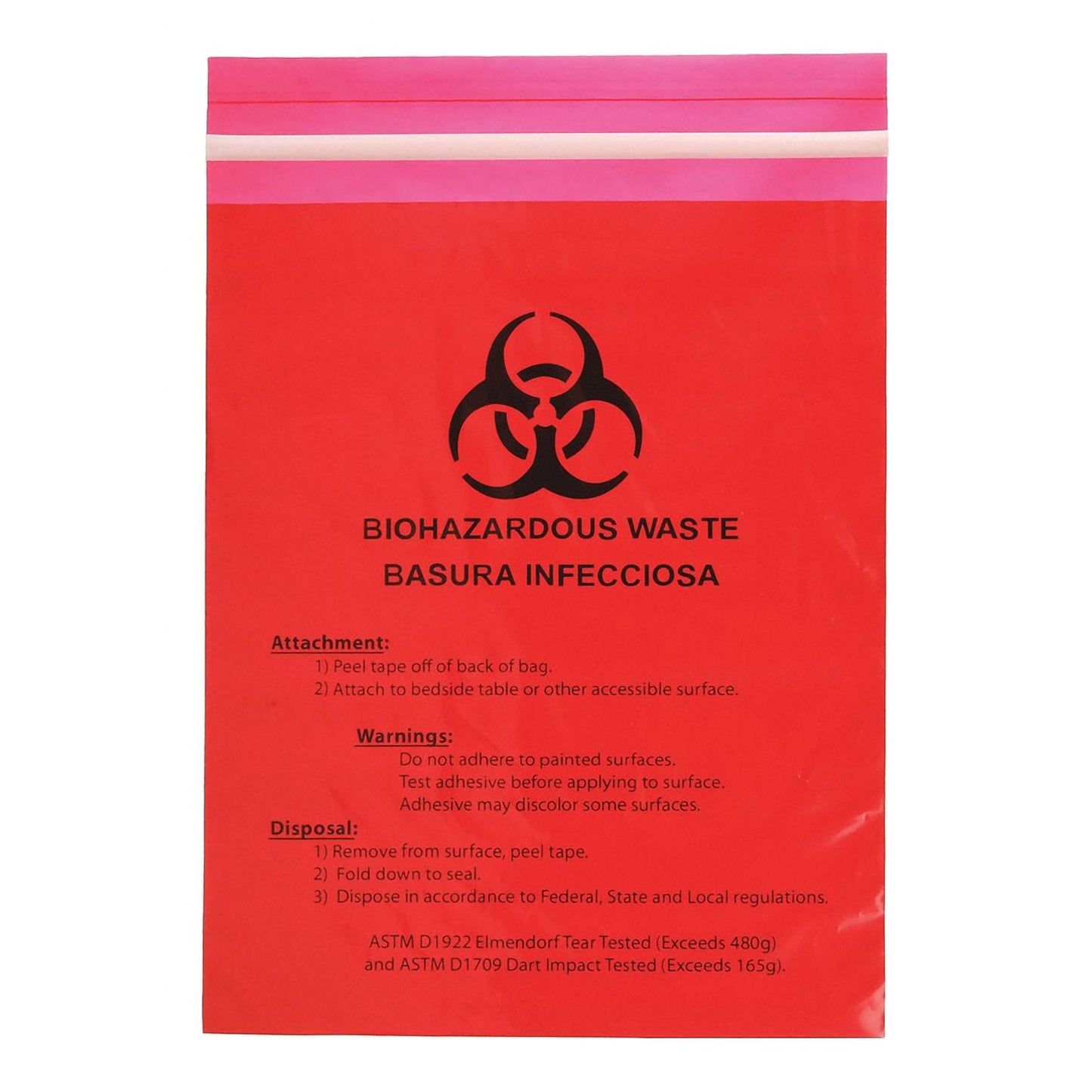 Stick on Biohazard Waste Bag Biohazard Symbol 0.65 gal. Red