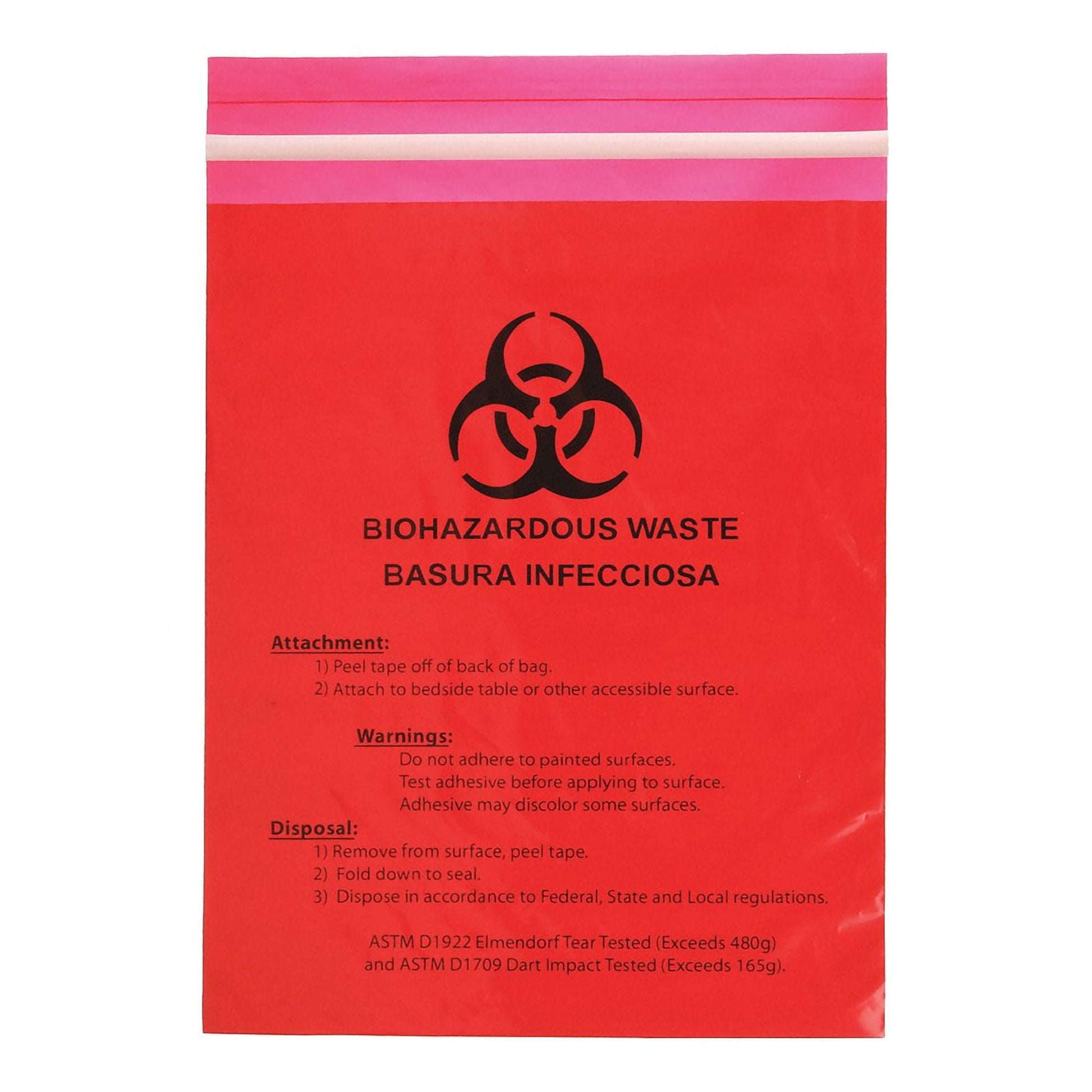 Stick on Biohazard Waste Bag Biohazard Symbol 0.65 gal. Red