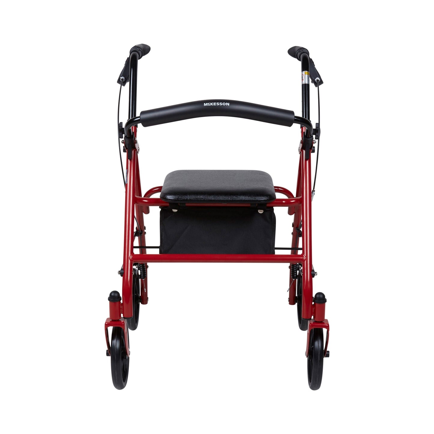 McKesson Folding Steel Four-Wheel Rollator, 12-Inch Seat Width, Red