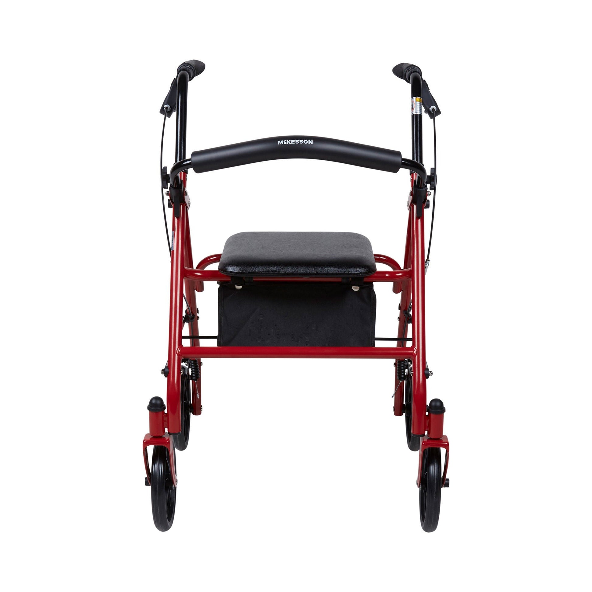 McKesson Folding Steel Four-Wheel Rollator, 12-Inch Seat Width, Red