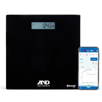 A&D Medical Floor Scale Digital Display 200 kg Capacity Chrome Battery Operated